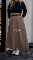 تصویر خرید دامن لینن کمربند چرم کدل454 
