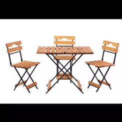 تصویر میز و صندلی 4 نفری تاشوی (مناسب منزل و مسافرت) چوبی و فلزی 
