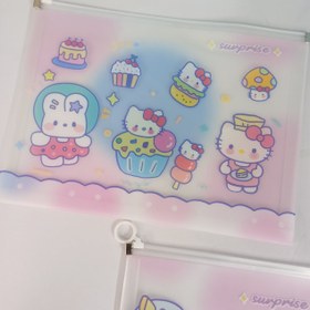 تصویر پوشه زیپی A4 سه بعدی طرح کیتی 