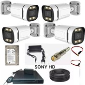 تصویر پک 4 تایی دوربین مداربسته با تمام لوازم جانبی 