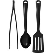 تصویر ست 3 عددی کفگیر ملاقه ایکیا مدل GNARP IKEA ا GNARP 3-piece kitchen utensil set black GNARP 3-piece kitchen utensil set black