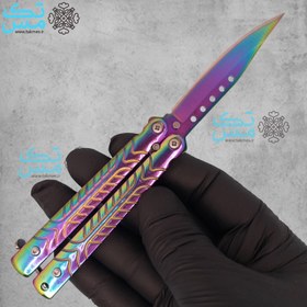 تصویر چاقوی پروانه ای نقره ای سایز بزرگ 001 butterfly knife نقره ای