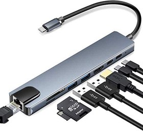 تصویر هاب تایپ سی 8 پورت ایکس او XO HUB003 USB-C Adapter 8 in 1 Type C input 80-0592 XO HUB003 USB-C Adapter 8 in 1 Type C input 80-0592