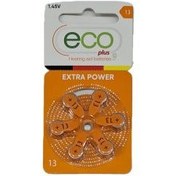 تصویر باتری سمعک اکو پلاس سایز ۱۳ بسته ۶ عددی 