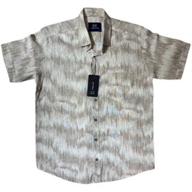 تصویر پیراهن لینن کنفی طرح دار 