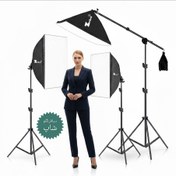 تصویر پکیج سافت‌باکس 3عددی 90×60 با 15هولدر لامپ و پایه 