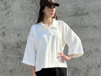 تصویر شومیز زنانه باکسی سفید 