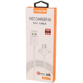 تصویر کابل تبدیل USB به لایتنینگ/تایپ سی/MicroUSB آرسون مدل AN-311 Arson AN-311 conversion cable