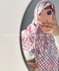 تصویر روسری ابریشم کجراه وارداتی صورتی 