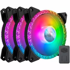 تصویر فن کیس کولر مستر سری MasterFan مدل MF120 Prismatic سه تایی Cooler Master MasterFan MF120 Prismatic ARGB 12*12 3IN1 Case Fan