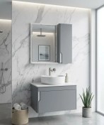 تصویر روشویی کابینتی ضدآب 60 در 40 با باکس و آینه و سنگ 