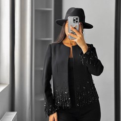 تصویر کت آویزدار مشکی سایز ۴۲ 