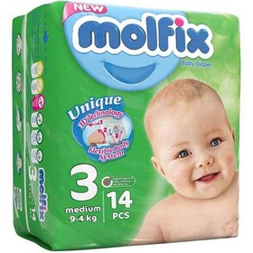 تصویر پوشک بچه سایز 3 مولفیکس 14 عدد Molfix Size 3 Baby Diaper Pcs 14