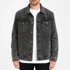 تصویر کت جین مردانه ذغالی زاپ دار | انتخاب خاص برای استایل کژوال و اسپرت 2025 