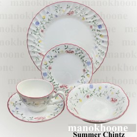 تصویر سرویس صبحانه خوری چینی 5 پارچه آنتیک با مهر سلطنتی انگلستان Summer Chintz by JHONSON BROTHERS 