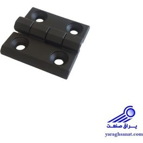 تصویر لولا تخت پلاستیکی چهار سوراخ مناسب پروفیل 40*40 Black Plastic 4Hole Hinge 40*40 Aluminium Profile