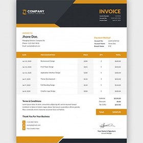 تصویر فاکتور و صورتحساب چند منظوره – Minimal corporate invoice 