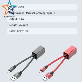 تصویر کابل لایتنینگ الدینیو LDNIO LC98 Portable Charge and Sync Cable طرح جاسوییچی 2.4 آمپر 25 سانتی متر 