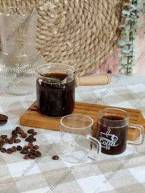 تصویر ست شیر جوش (قهوه جوش) با دو شات قهوه پیرکس 