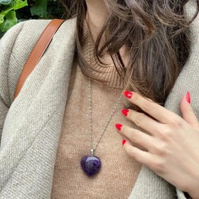 تصویر گردنبند آمیتیست قلبی 