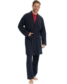 تصویر پیژامه و لباس خواب مردانه آبی سرمه ای یو اس پولو | P1P2P0P4P0 اورجینال 