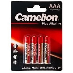 تصویر باتری نیم قلمی کملیون مدل Plus Alkaline بسته 4 عددی Camelion Plus Alkaline AA and AAA Battery Pack of 4