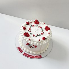 تصویر کیک خامه ای چین گلدار 