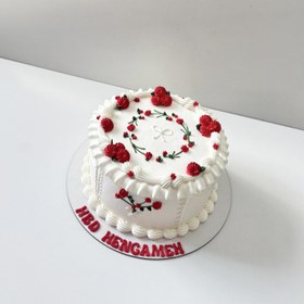 تصویر کیک خامه ای چین گلدار 