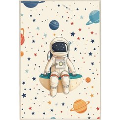 تصویر فرش ماشینی اتاق کودک اورکوم طرح فضانورد کد kids_9012 