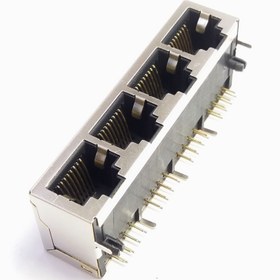 تصویر کانکتور شبکه RJ-45 بدنه فلزی 4*1 (4 پورت) 