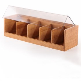 تصویر جعبه چای کیسه ای چوبی درب دار 