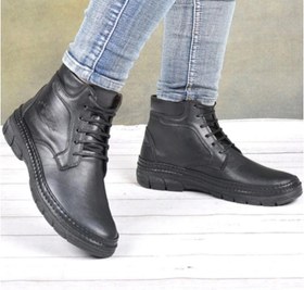 تصویر نیم بوت مردانه چرم مصنوعی مدل دماوند رنگ مشکی 