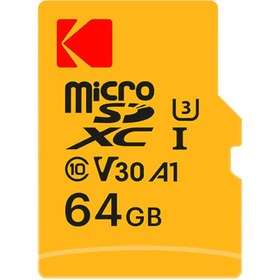 تصویر کارت حافظه MicroSDXC کداک مدل Kodak UHS-I U3 A1 UL V30 ظرفیت 64 گیگابایت Kodak UHS-I U3 UL A1 V30 64GB MicroSDXC + SD adapter