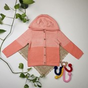 تصویر سویشرت بافت نوزادی آستین بلند برند لوپیلو کلاهدار گوشدار گلبه ای رنگ 