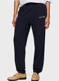 تصویر شلوار جین راحتی با کمر بلند و جزئیات لوگو برند Tommy Hilfiger High Waist Logo Detail Sweatpants