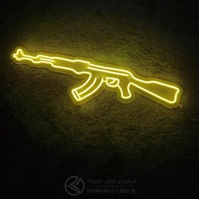 تصویر تابلو نئون اسلحه کلاشینکف AK-47 