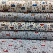 تصویر پارچه ملحفه طرح ماشین عرض ۲ متر جنس پنبه پلیستر اعلا 