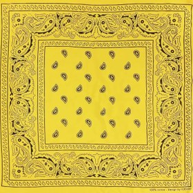 تصویر دستمال باندانا نخی طرح بته جقه زرد (دخترانه و پسرانه) 