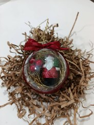 تصویر آویز گوی کریسمس طرح بابانوئل 