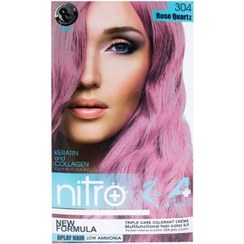 تصویر کیت رنگ مو نیترو پلاس رنگ کوارتز صورتی شماره 304 Nitro Plus Hair & Eyebrow Color Kit 100ml NO 304