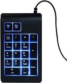 تصویر 19‑Key USB Numeric Keypad, Mini Number Pad, Backlit Keypad USB Wired Numeric Keyboard Mechanical Feel Tricolor Breathing(Black)(Black) 