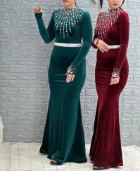 تصویر لباس مجلسی زنانه مخمل سایز ۳۶ تا ۵۲ 