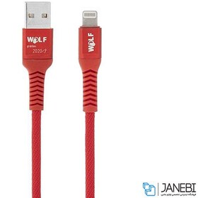 تصویر کابل شارژ و انتقال داده لایتنینگ Wolf Lightning Cable 1m 