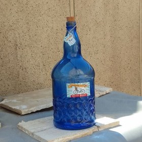 تصویر بطری آبی4لیتری دنا کبالتی خورشیدی دست ساز پرس بادی با درب چوب پنبه وارداتی محصولی باکیفیت و بسیار کاربردی 