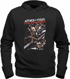 تصویر سویشرت مشکی با طرح حمله به تایتان برند alfa tshirt Attack On Titan Printed Black Sweatshirt