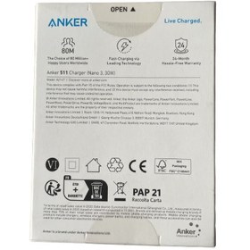 تصویر شارژر دیواری 30 وات انکر Anker 511 Charger Nano3 30Wمینی سری5 