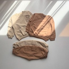 تصویر ست دورس و شلوار دو نخ طرح تدی رنگ 