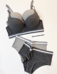 تصویر ست سوتین و شورت زنانه اسفنجی کاپ B رنگ مشکی سایز ۸۵ 