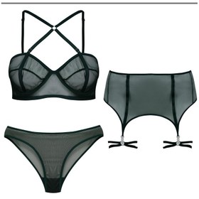 تصویر ست شورت و سوتین زنانه ماییلدا مدل توری کد 4783-1828 به همراه نگهدارنده جوراب 