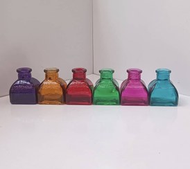 تصویر گلدان شیشه ای رنگی مدل دلسا کوچک - بادمجانی 